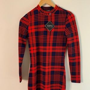Above the knee length plaid dress zaful